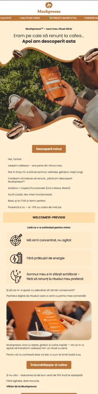 Mushpresso email designed by PROGS